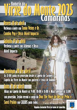 Fechas, información, programa, cartel, imágenes, mapa y ubicación de Romaría da Virxe do Monte  en  Camariñas
