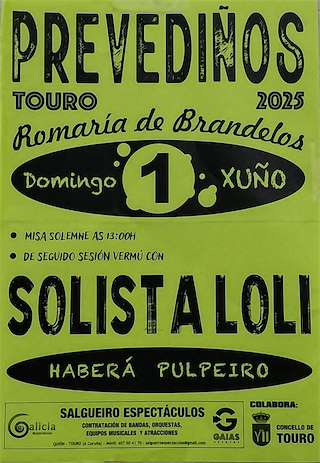 Fechas, información, programa, cartel, imágenes, mapa y ubicación de Romaría de Brandelos   en  Touro