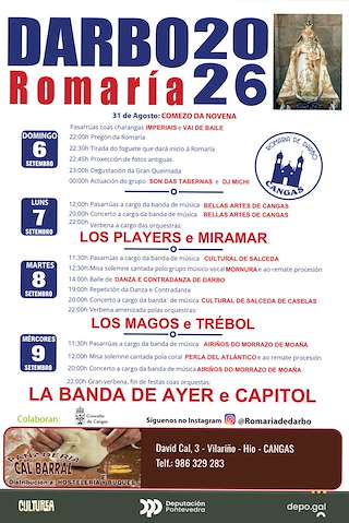 Fechas, información, programa, cartel, imágenes, mapa y ubicación de Romaría de Darbo - Danzas Ancestrais (2026)  en  Cangas de Morrazo
