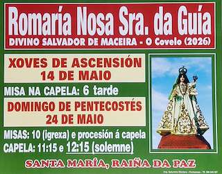 Fechas, información, programa, cartel, imágenes, mapa y ubicación de Romaría de Nosa Señora da Guia de Maceira  (2026)  en  Covelo
