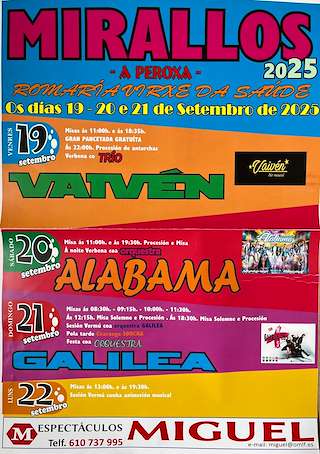 Fechas, información, programa, cartel, imágenes, mapa y ubicación de Romaría de Nosa Señora da Saúde de Mirallos  en  A Peroxa