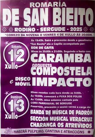 Fechas, información, programa, cartel, imágenes, mapa y ubicación de Romaría de San Bieito de Sergude  en  Boqueixón