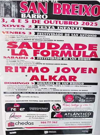 Fechas, información, programa, cartel, imágenes, mapa y ubicación de Romaría de San Breixo  en  Barro