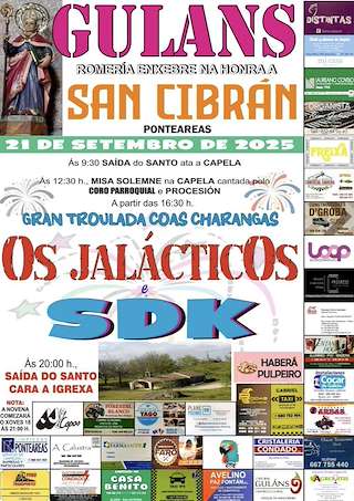 Fechas, información, programa, cartel, imágenes, mapa y ubicación de Romaría de San Cibrán  en  Ponteareas