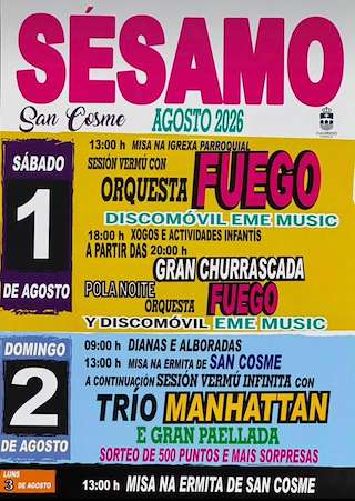 Fechas, información, programa, cartel, imágenes, mapa y ubicación de Romaría de San Cosme e San Damián de Sésamo (2026)  en  Culleredo