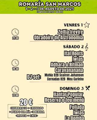 Fechas, información, programa, cartel, imágenes, mapa y ubicación de Romaría de San Marcos  en  Muros