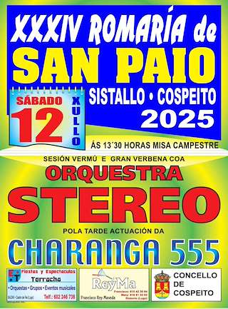 Fechas, información, programa, cartel, imágenes, mapa y ubicación de XXXIV Romaría de San Paio de Sistallo  en  Cospeito
