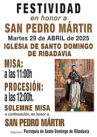Fechas, información, programa, cartel, imágenes, mapa y ubicación de Romaría de San Pedro Mártir (2026)  en  Ribadavia