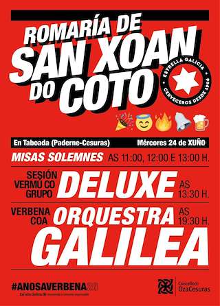 Fechas, información, programa, cartel, imágenes, mapa y ubicación de Romaría de San Xoán do Coto (2026)  en  Oza Cesuras