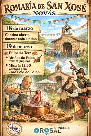 Fechas, información, programa, cartel, imágenes, mapa y ubicación de Romaría de San Xosé de Novás (2026)  en  O Rosal