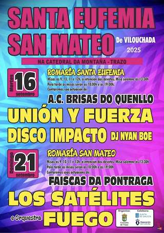 Fechas, información, programa, cartel, imágenes, mapa y ubicación de Romaría de Santa Eufemia de Vilouchada  en  Trazo