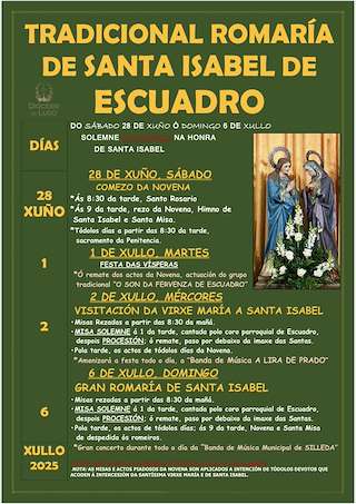 Fechas, información, programa, cartel, imágenes, mapa y ubicación de Romaría de Santa Isabel  de Escuadro  en  Silleda