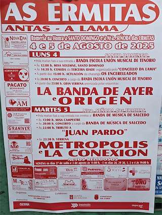Fechas, información, programa, cartel, imágenes, mapa y ubicación de Romaría de Santo Domingo e Nosa Señora das Ermidas de Antas  en  A Lama
