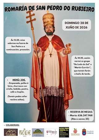Fechas, información, programa, cartel, imágenes, mapa y ubicación de Romaría do San Pedro de Rubieiro (2026) en Carral
