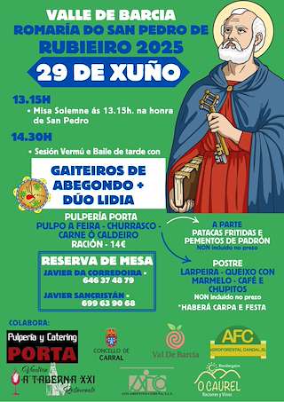 Fechas, información, programa, cartel, imágenes, mapa y ubicación de Romaría do San Pedro de Rubieiro  en  Carral