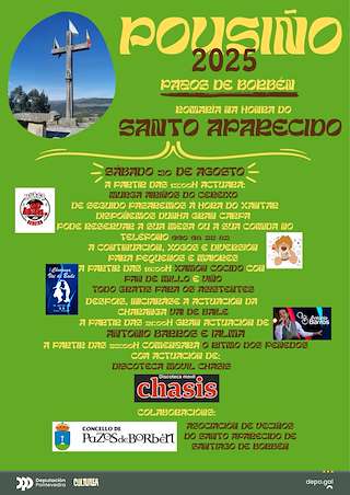 Fechas, información, programa, cartel, imágenes, mapa y ubicación de Romaría do Santo Aparecido de Pousiño  en  Pazos de Borbén