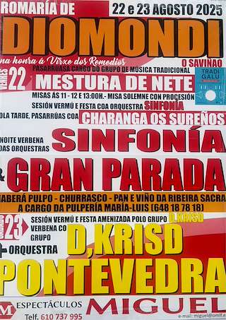 Fechas, información, programa, cartel, imágenes, mapa y ubicación de Romaría dos Remedios de Diomondi  en  O Saviñao