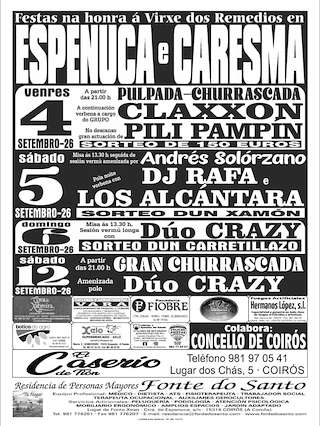 Fechas, información, programa, cartel, imágenes, mapa y ubicación de Romaría dos Remedios de Espenuca e Caresma (2026) en Coirós