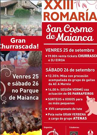 Fechas, información, programa, cartel, imágenes, mapa y ubicación de XXIII Romaría San Cosme de Maianca (2026) en Oleiros
