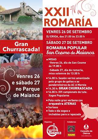Fechas, información, programa, cartel, imágenes, mapa y ubicación de XXII Romaría San Cosme de Maianca  en  Oleiros
