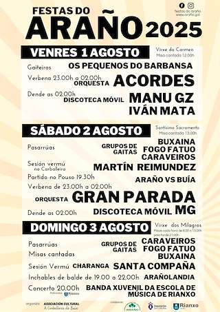 Fechas, información, programa, cartel, imágenes, mapa y ubicación de Romaría Virxe dos Miragres de Araño  en  Rianxo