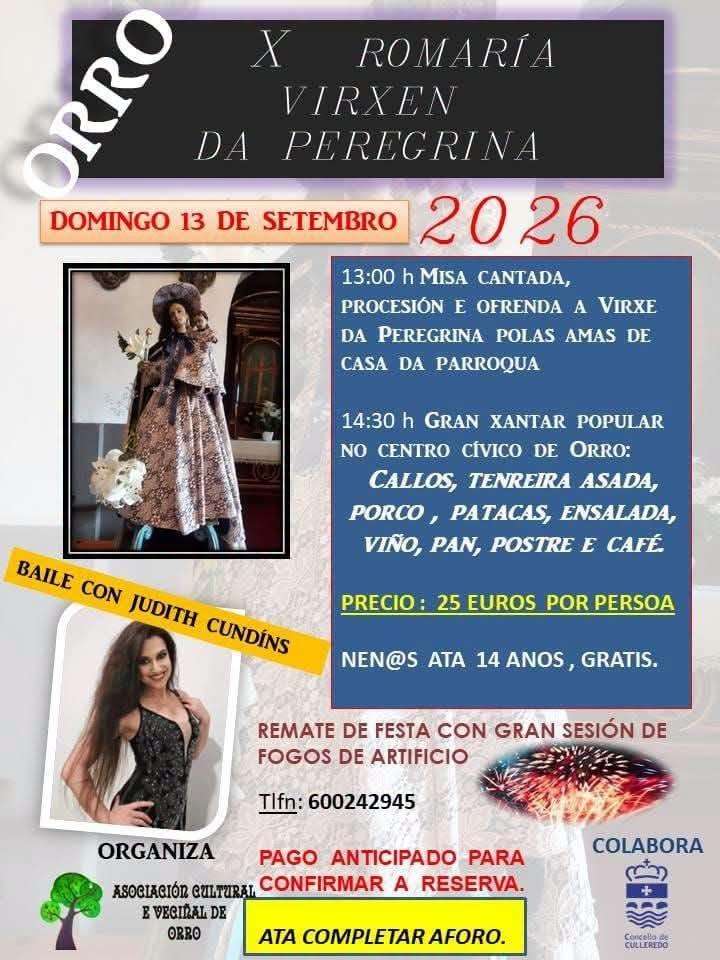 X Romaría Virxen da Peregrina de Orro e (2026) en Culleredo