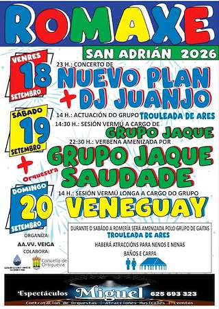 Fechas, información, programa, cartel, imágenes, mapa y ubicación de Romaxe de San Adrián (2026)  en  Ortigueira