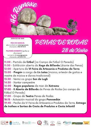 Fechas, información, programa, cartel, imágenes, mapa y ubicación de XLVI Romaxe Penas de Rodas (2026) en Outeiro de Rei
