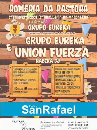 Fechas, información, programa, cartel, imágenes, mapa y ubicación de Romería Campestre da Pastora de Castrofeito  en  O Pino