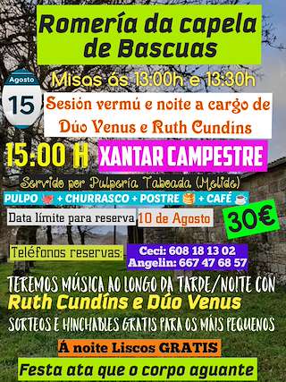 Fechas, información, programa, cartel, imágenes, mapa y ubicación de Romería da Capilla de Bascuas  en  Guitiriz