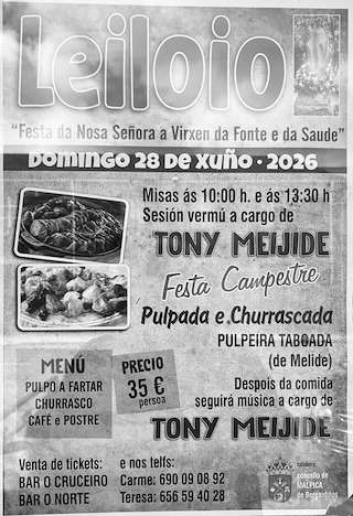 Fechas, información, programa, cartel, imágenes, mapa y ubicación de Romería da Nosa Señora da Fonte de Leiloio (2026)  en  Malpica de Bergantiños