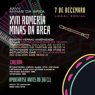 Fechas, información, programa, cartel, imágenes, mapa y ubicación de XVII Romería das Minas da Brea  en  Vila de Cruces