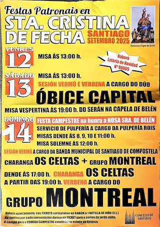 Fechas, información, programa, cartel, imágenes, mapa y ubicación de Romería de Belén de Santa Cristina de Fecha (2026)  en  Santiago de Compostela