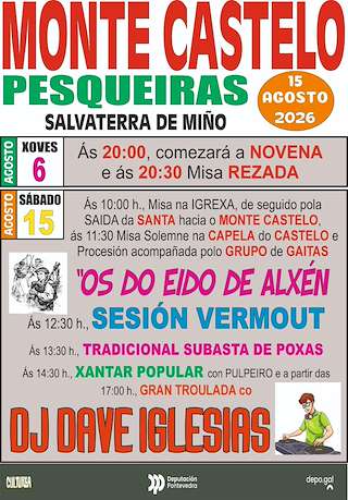 Fechas, información, programa, cartel, imágenes, mapa y ubicación de Romería de la Asunción de Pesqueiras (2026) en Salvaterra do Miño