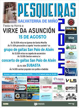 Fechas, información, programa, cartel, imágenes, mapa y ubicación de Romería de la Asunción de Pesqueiras  en  Salvaterra do Miño