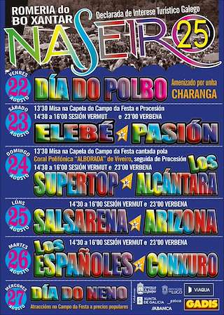 Fechas, información, programa, cartel, imágenes, mapa y ubicación de Romería de Naseiro - Romaxe do Bo Xantar  en  Viveiro
