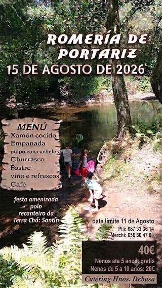 Fechas, información, programa, cartel, imágenes, mapa y ubicación de XII Romería de Portariz (2026) en Vilalba
