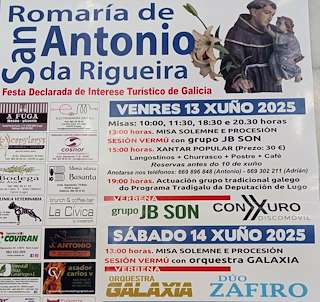 Fechas, información, programa, cartel, imágenes, mapa y ubicación de Romería de San Antonio da Rigueira  en  Xove
