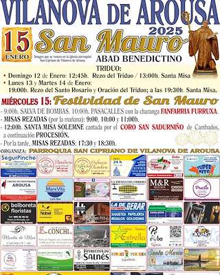 Fechas, información, programa, cartel, imágenes, mapa y ubicación de Romería de San Mauro (2026)  en  Vilanova de Arousa