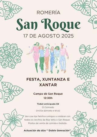 Fechas, información, programa, cartel, imágenes, mapa y ubicación de Romería de San Roque de Rúa Vella  en  A Rúa