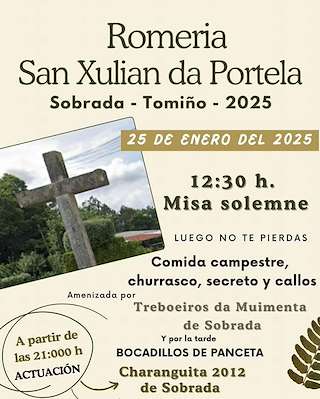 Fechas, información, programa, cartel, imágenes, mapa y ubicación de Romería de San Xulián da Portela  en  Tomiño