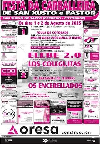 Fechas, información, programa, cartel, imágenes, mapa y ubicación de Romería de San Xusto y Pastor de San Xurxo de Sacos  en  Cerdedo-Cotobade