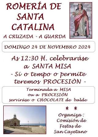 Fechas, información, programa, cartel, imágenes, mapa y ubicación de Romería de Santa Catalina da Cruzada  en  A Guarda