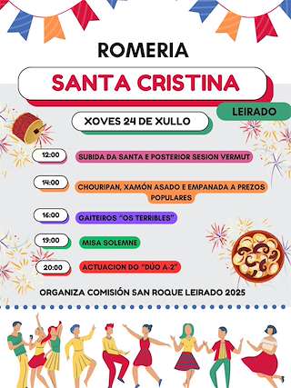 Fechas, información, programa, cartel, imágenes, mapa y ubicación de Romería de Santa Cristina de Leirado  en  Salvaterra do Miño