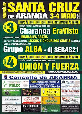 Fechas, información, programa, cartel, imágenes, mapa y ubicación de Romería de Santa Cruz  en  Aranga