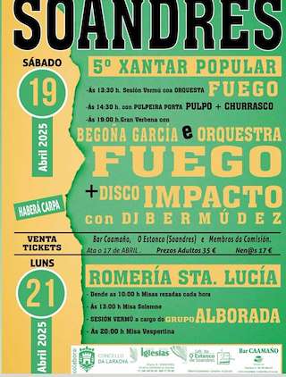 Fechas, información, programa, cartel, imágenes, mapa y ubicación de Romería de Santa Lucía de Soandres  en  Laracha