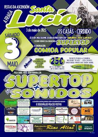 Fechas, información, programa, cartel, imágenes, mapa y ubicación de Romeria de Santa Lucía en honor a la Ascensión  en  Cerdido