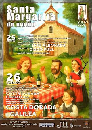 Fechas, información, programa, cartel, imágenes, mapa y ubicación de Romería de Santa Margarita de Muíño  en  Zas