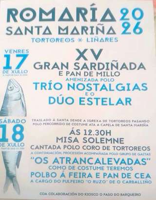 Fechas, información, programa, cartel, imágenes, mapa y ubicación de Romería de Santa Mariña de Tortoreos y Liñares (2026)  en  As Neves
