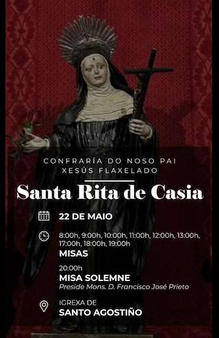 Fechas, información, programa, cartel, imágenes, mapa y ubicación de Romería de Santa Rita de Casia (2026)  en  Santiago de Compostela